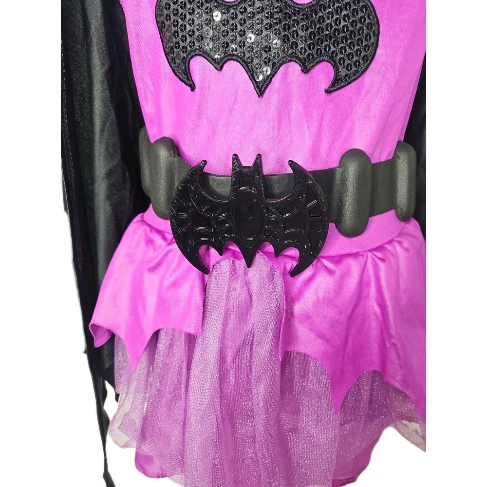DC Super Hero‎ Girls BATGIRL Costume Child's Size 4-6 Purple Dress, Belt, & Cape - Picture 4 of 8